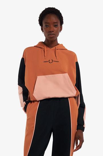 Dámské Mikiny Fred Perry Colour Block S Kapucí Bronze | CZ 1048ILHS
